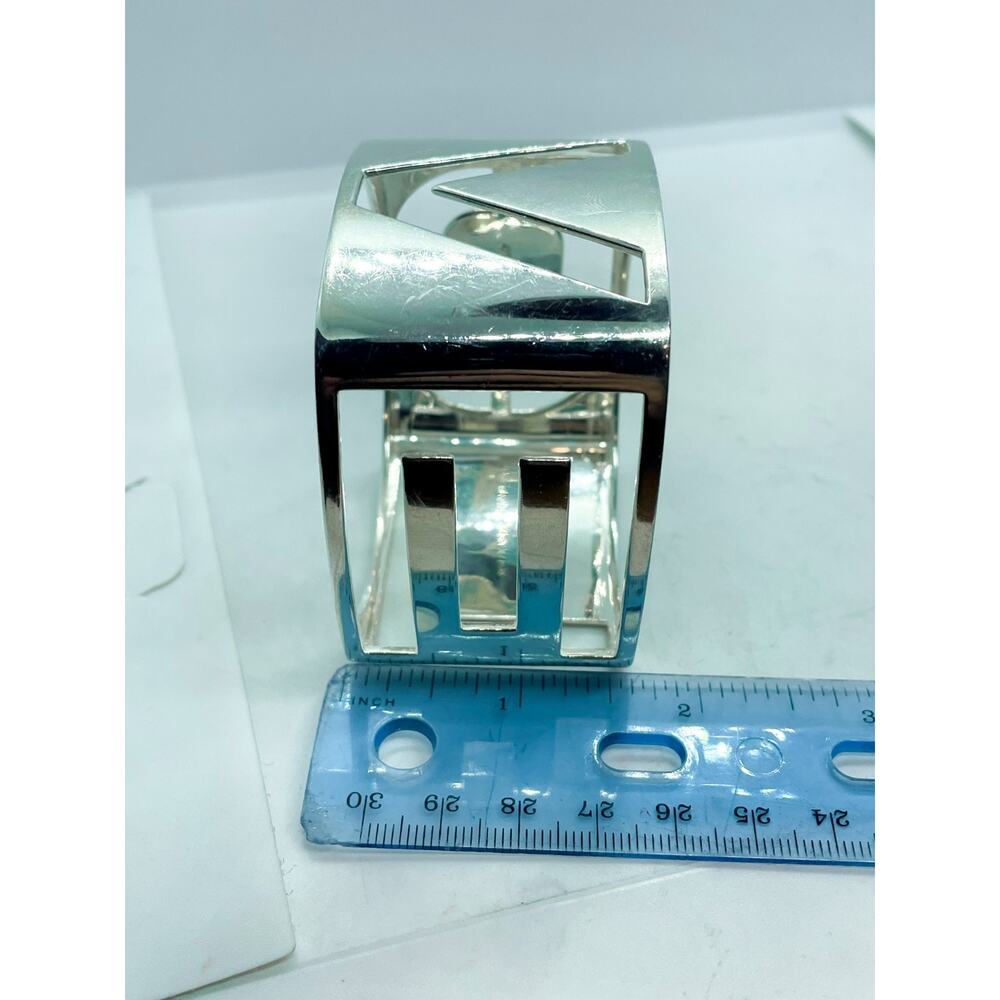 Tiffany & Co. Love Era Stencil Cuff Bangle Bracelet Silver Wrist Size 6.25-6.75" - Picture 11 of 16